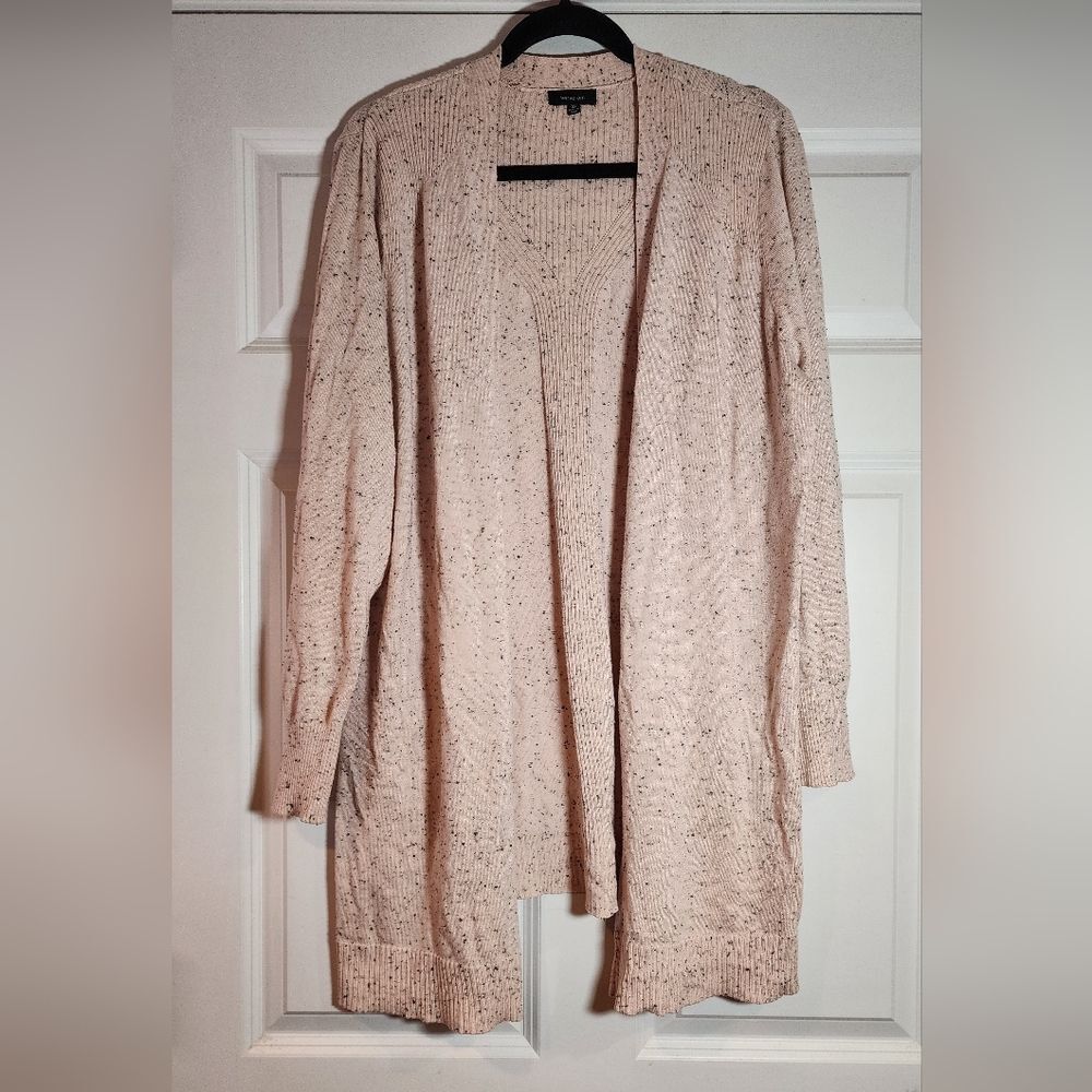 Verve Ami Pink And Black Speckled Open Front Cardigan Sweater 2X